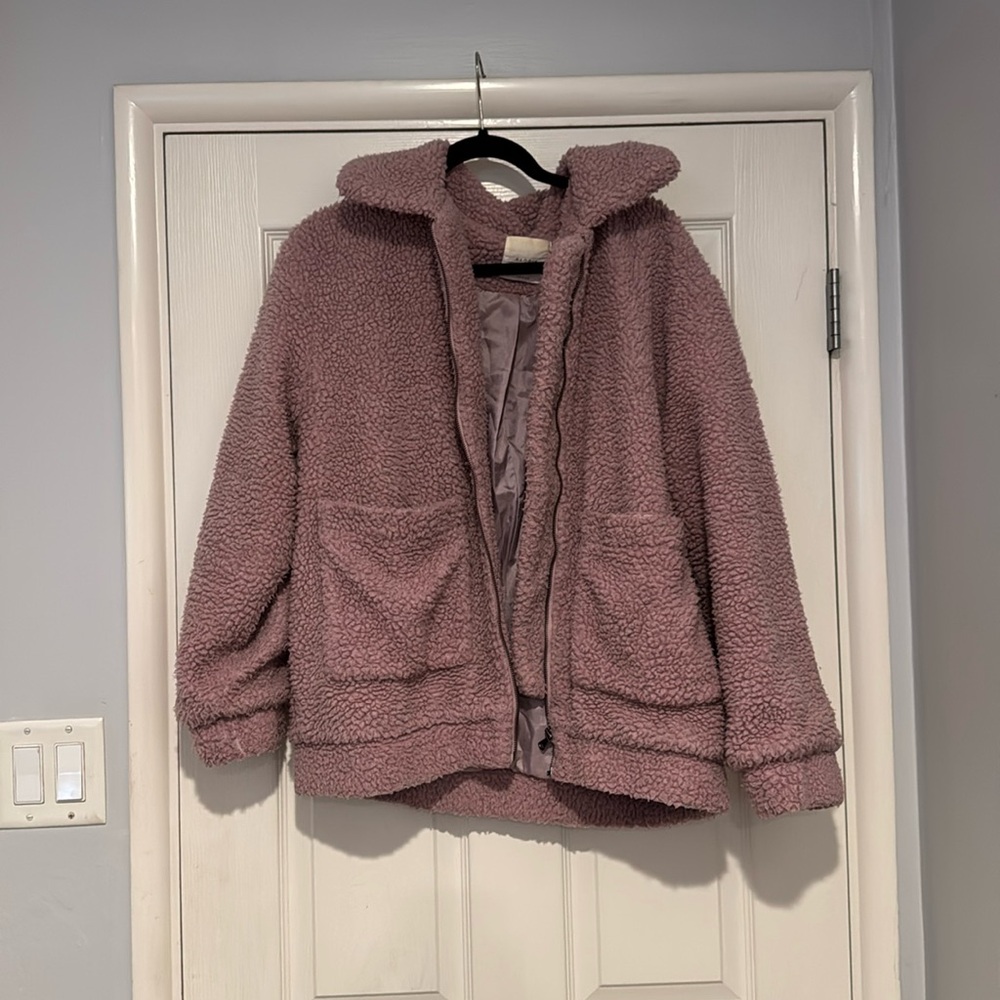 Mauvey Pink Sherpa Coat